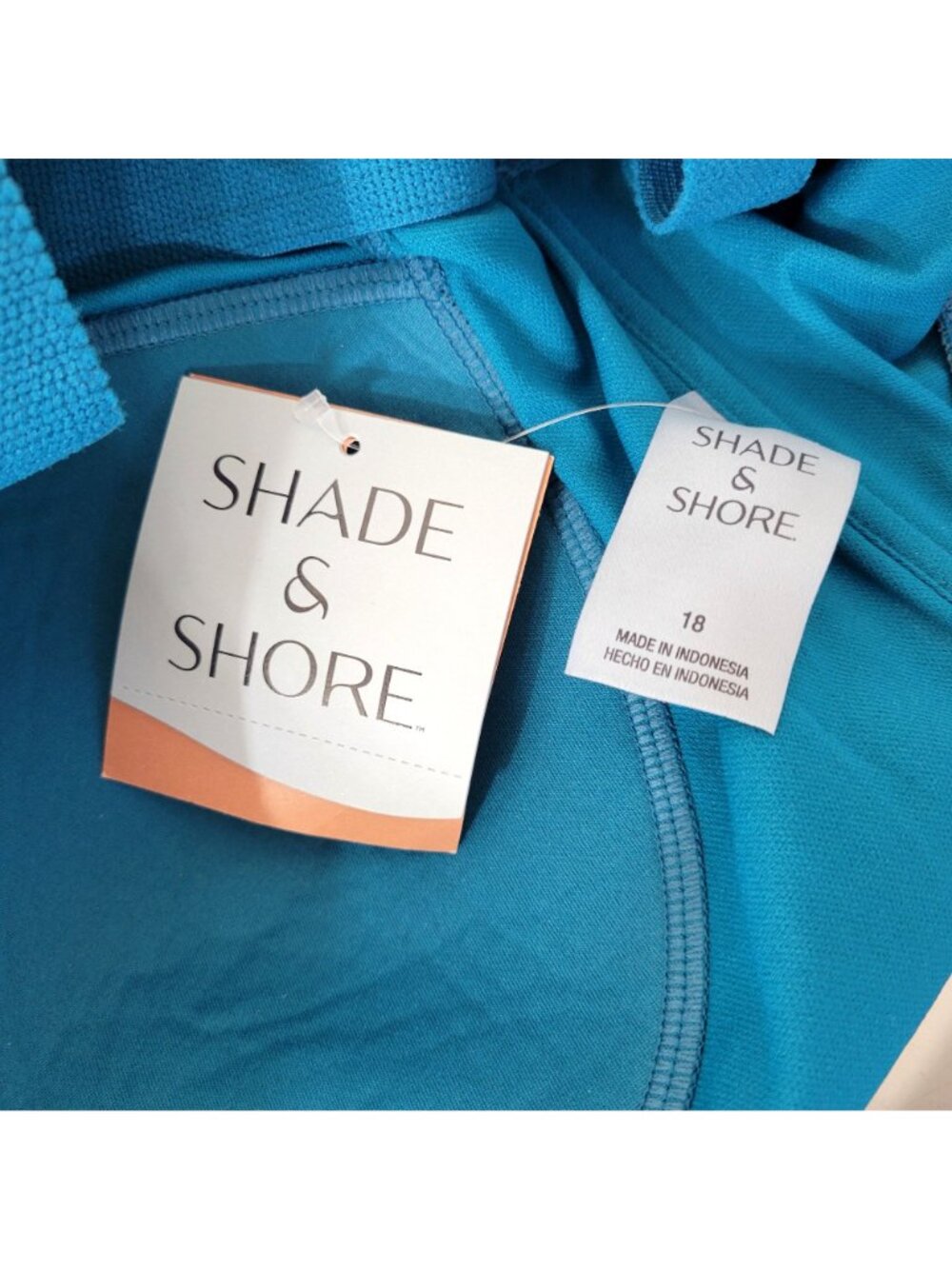 Shade & Shore Women's Blue One-Piece Swimsuit With Full Seat Coverage Size 18 NE - Picture 3 of 5